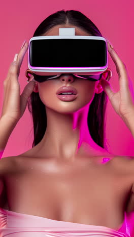 mujer con auriculares vr hechos con ai