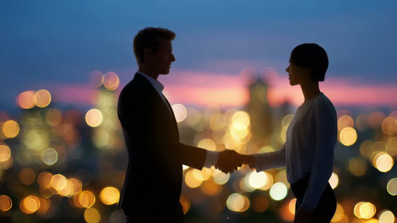 Business Handshake at Night