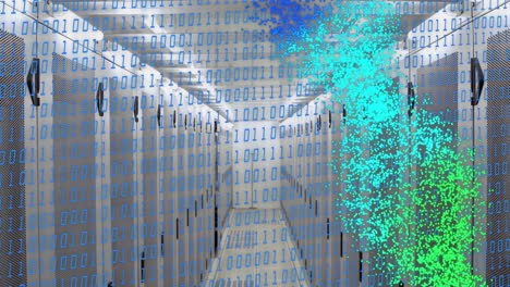 Animation of dna strands and data processing over server room