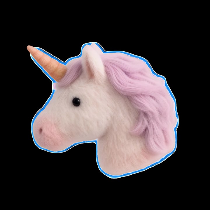 Animated Unicorn Head with Blinking Eyes on Black Background