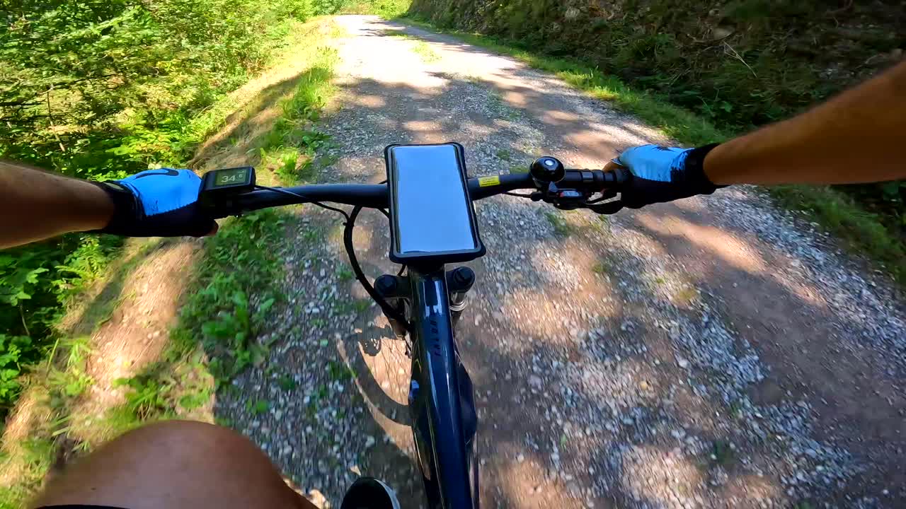 Mountain Biking POV on a Dirt Road Trail