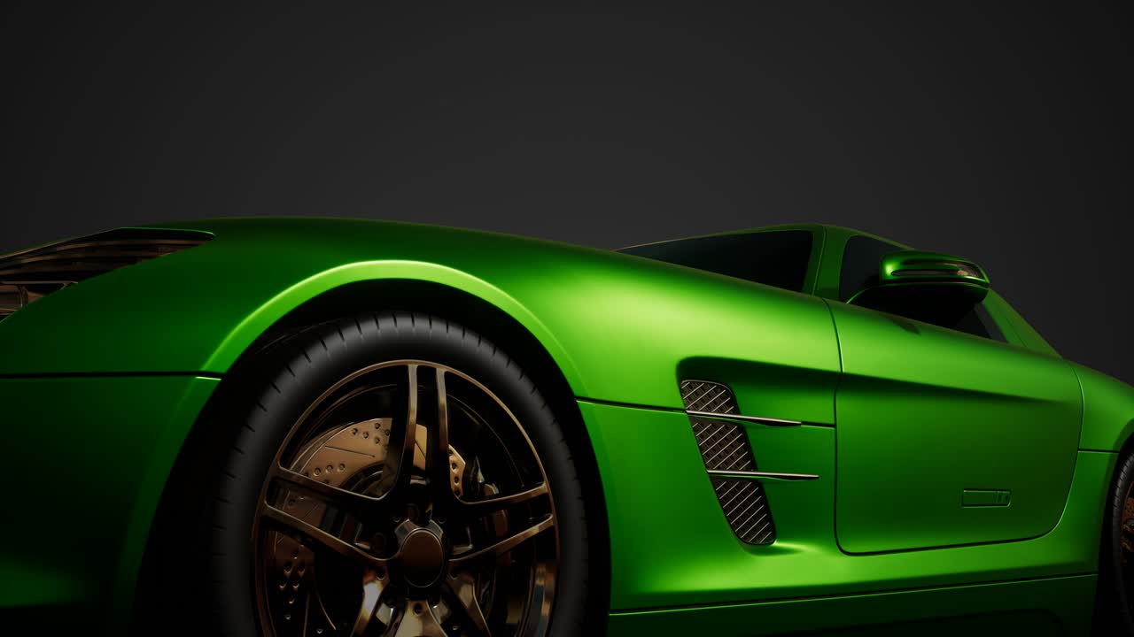 밝은 조명을 가진 어두운 스튜디오에서 럭셔리 스포츠 자동차