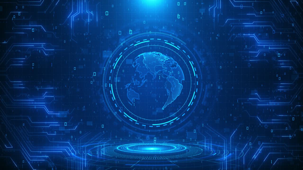 Particelle del pianeta Terra virtuale, linee, matrice di big data, tecnologia futuristica cibernetica, analisi di big data