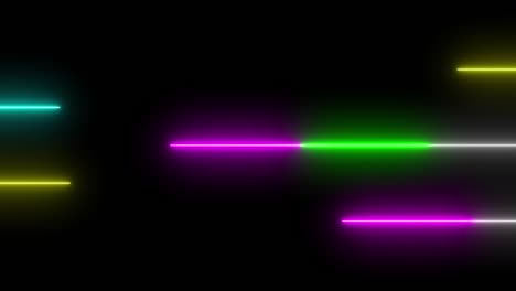 resumen colorido de la línea de neón llama brillante parpadeante bucle de animación moviéndose al azar en un fondo negro.