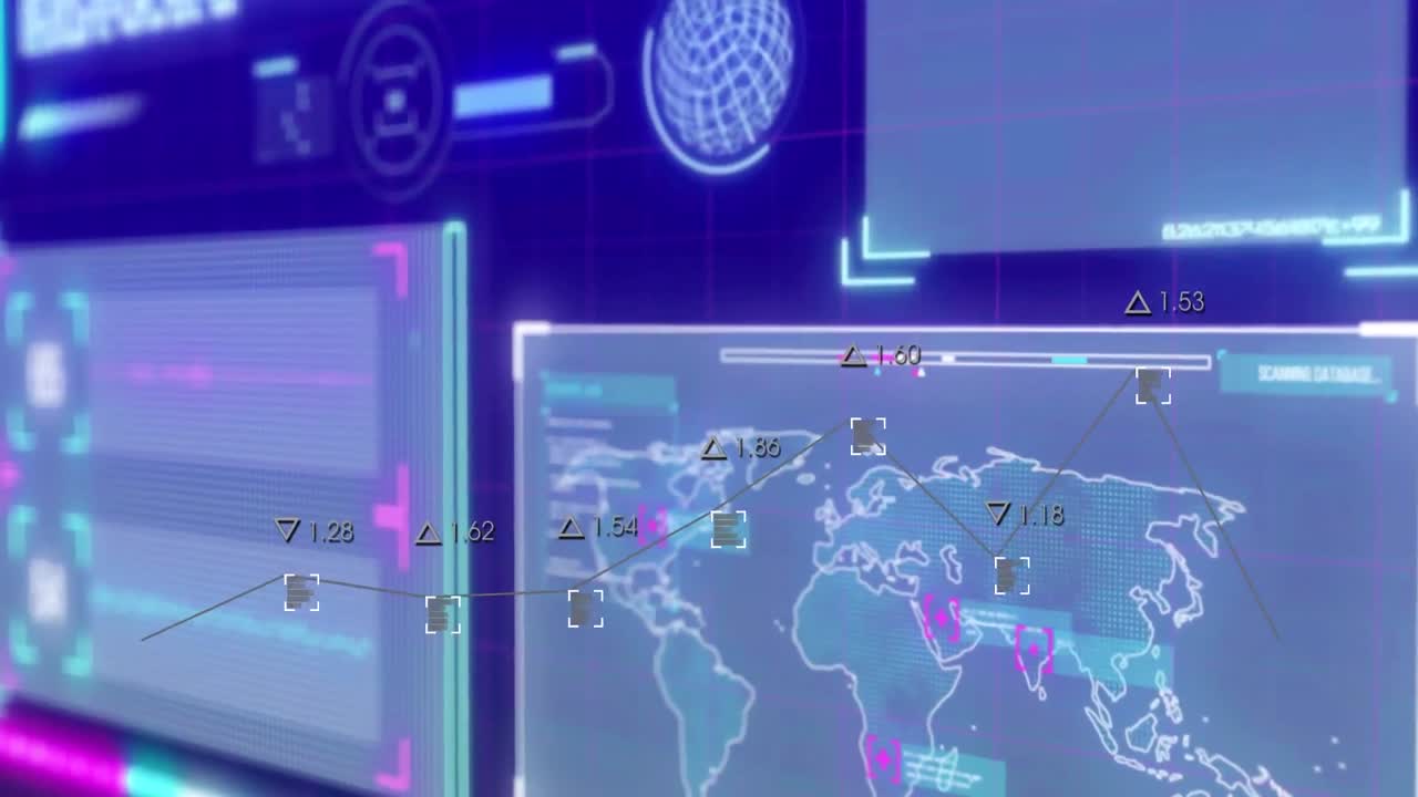 animación del procesamiento de datos sobre fondo azul