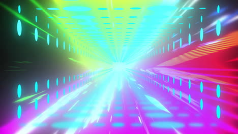 Animación-Del-Túnel-De-Luces-Azules-Con-Estelas-De-Luces-De-Colores-Moviéndose-A-Través-De-él.