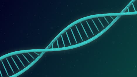 animación de partículas sobre la estructura del adn girando contra un fondo de gradiente azul