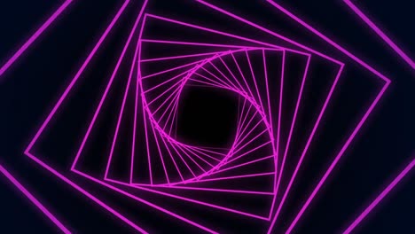 animación de formas geométricas de neón púrpura sobre un fondo negro