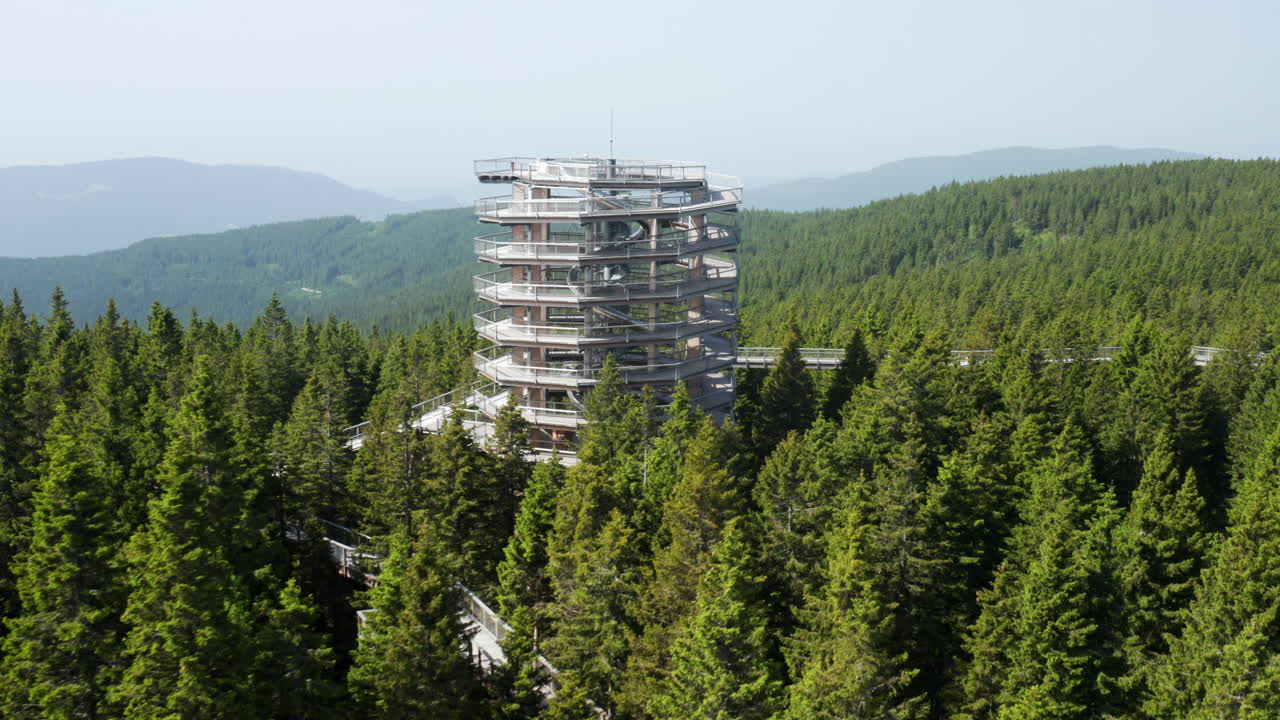 Spiral Observation Tower in a Mountain Forest