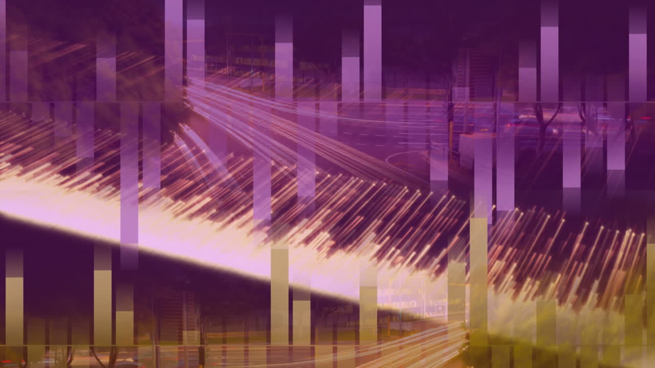 animación de una carretera con luces brillantes