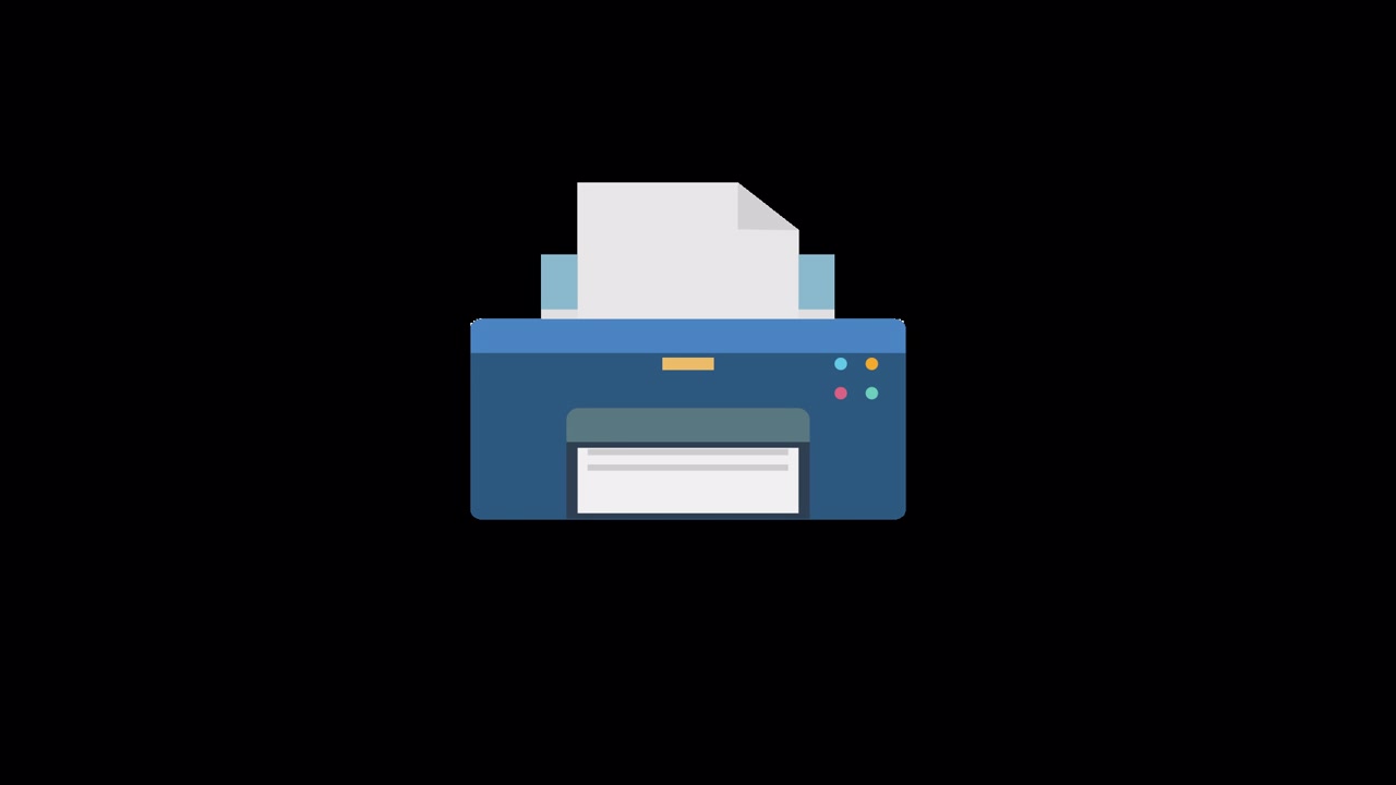 Animated Icon of a Printer Printing a Document