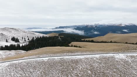 Backwards-Shot-From-Peaceful-Nature-In-Bucegi-Mountains,-Romania