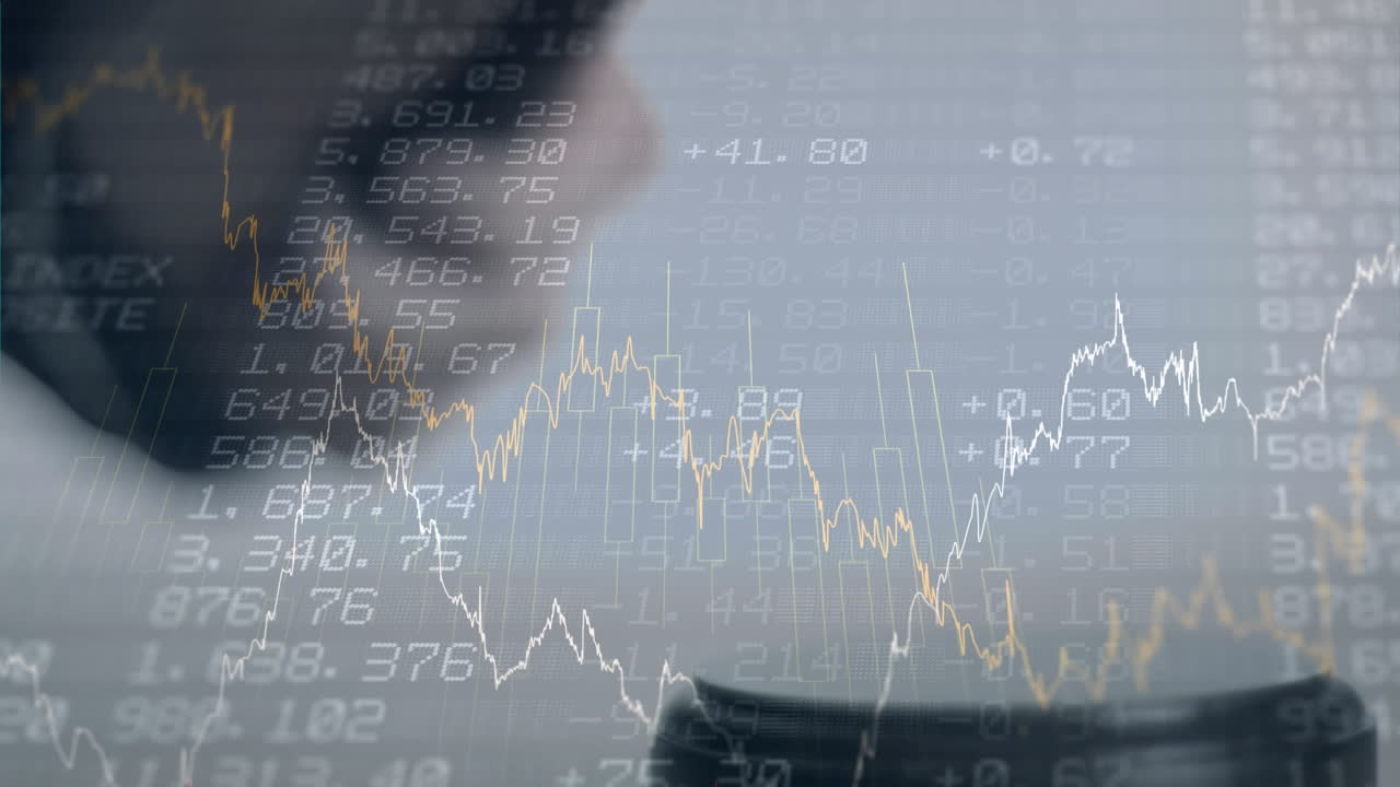 animación del procesamiento de estadísticas sobre el martillo del subastador