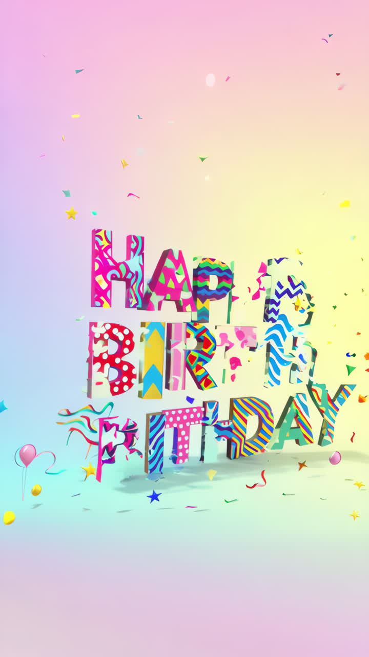 Happy Birthday Colorful 3D Typography Design