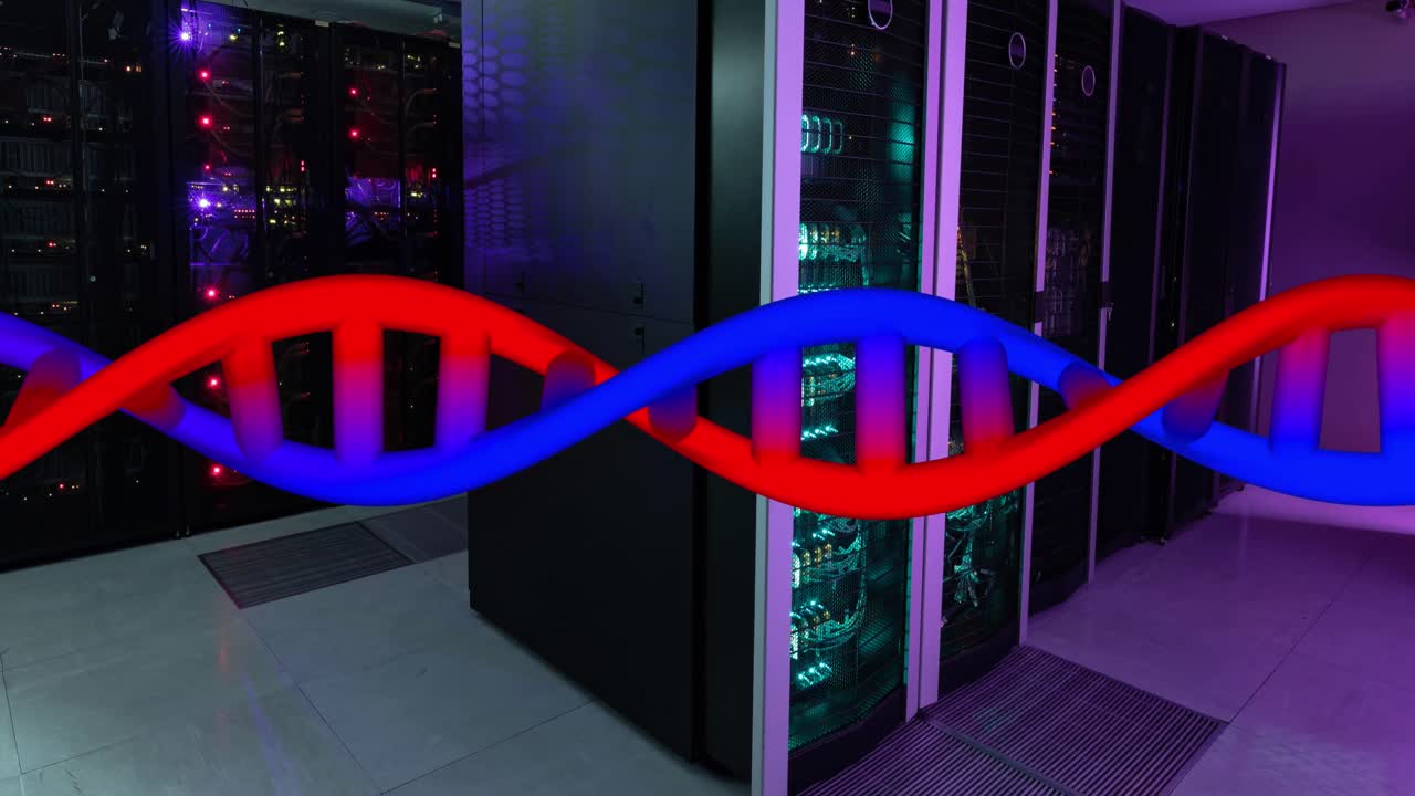 animación del procesamiento de datos médicos a través de la sala de servidores