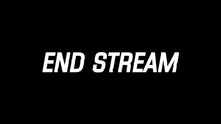 End Stream Text Overlay with Digital Glitch Effect