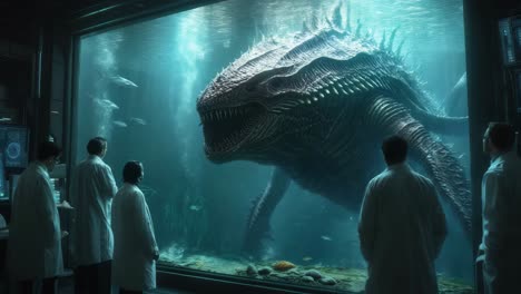 giant underwater creature in aquarium