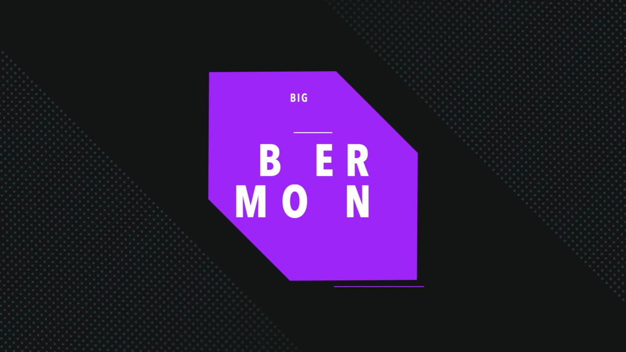 texto de lunes cibernético con hexágono púrpura en gradiente negro