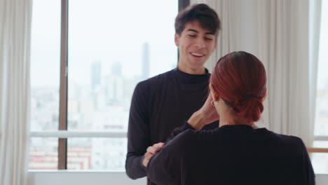 young ballet dancers discussing choreography in studio