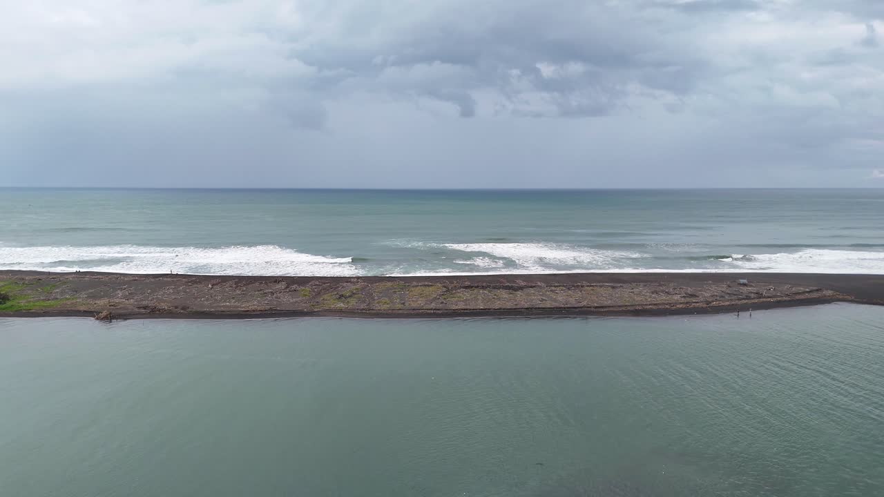 Drone flight along Baros Beach in Bantul Regency, Yogyakarta, Indonesia.