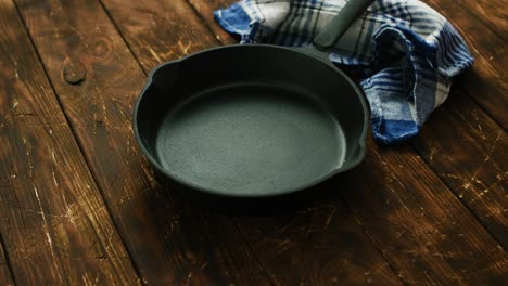 cast iron pan on table