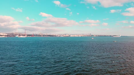 scenic daytime view of marmara sea in anatolian side of istanbul, turkey - aerial