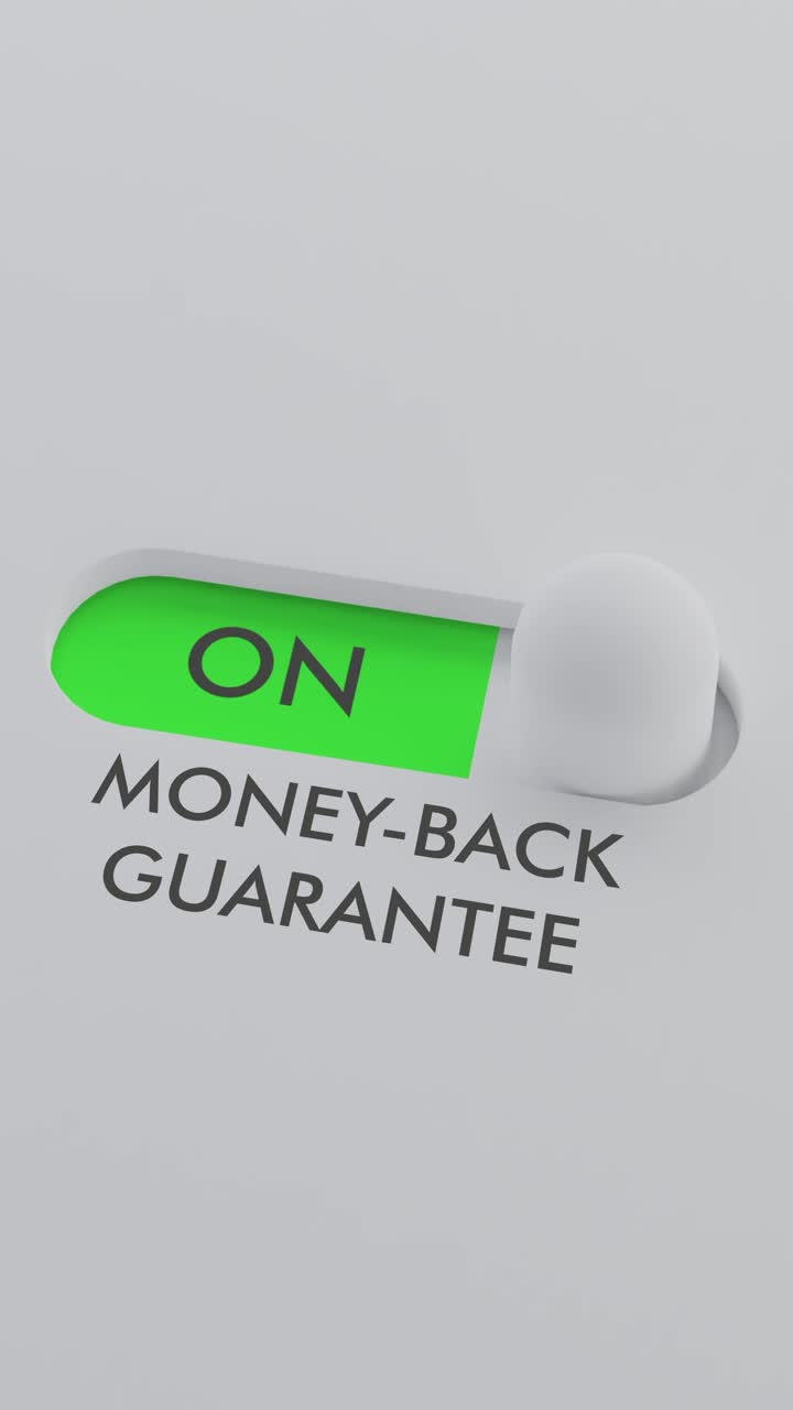 encendiendo el interruptor de garantía de devolución de dinero vídeo vertical