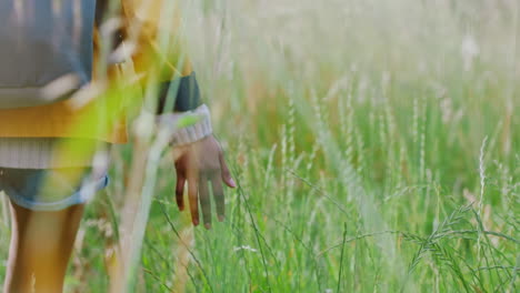 freedom, woman and hand in field