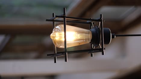 close-up of a vintage light bulb in a cage