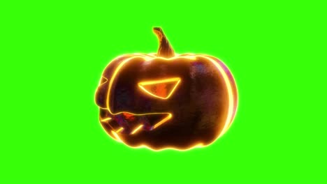 la rotación de la bezier de calabaza de halloween en el fondo de la pantalla verde