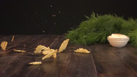 crispy potato chips with dill dip