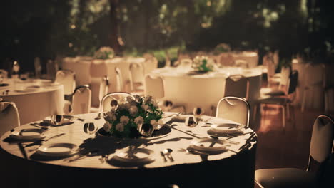 a beautiful outdoor wedding reception at night