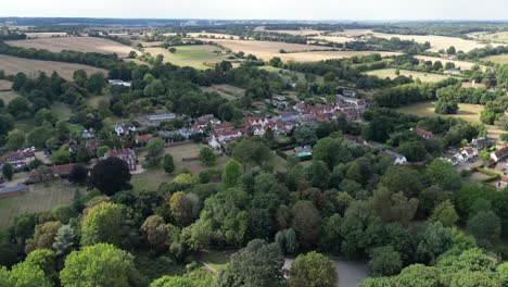 Tirar-Hacia-Atrás-Revelan-Mucho-Hadham-Histórico-Típico-Pueblo-Inglés-Hertfordshire-Vista-Aérea