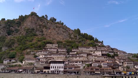 famous view of 1000 windows in berat city, albania