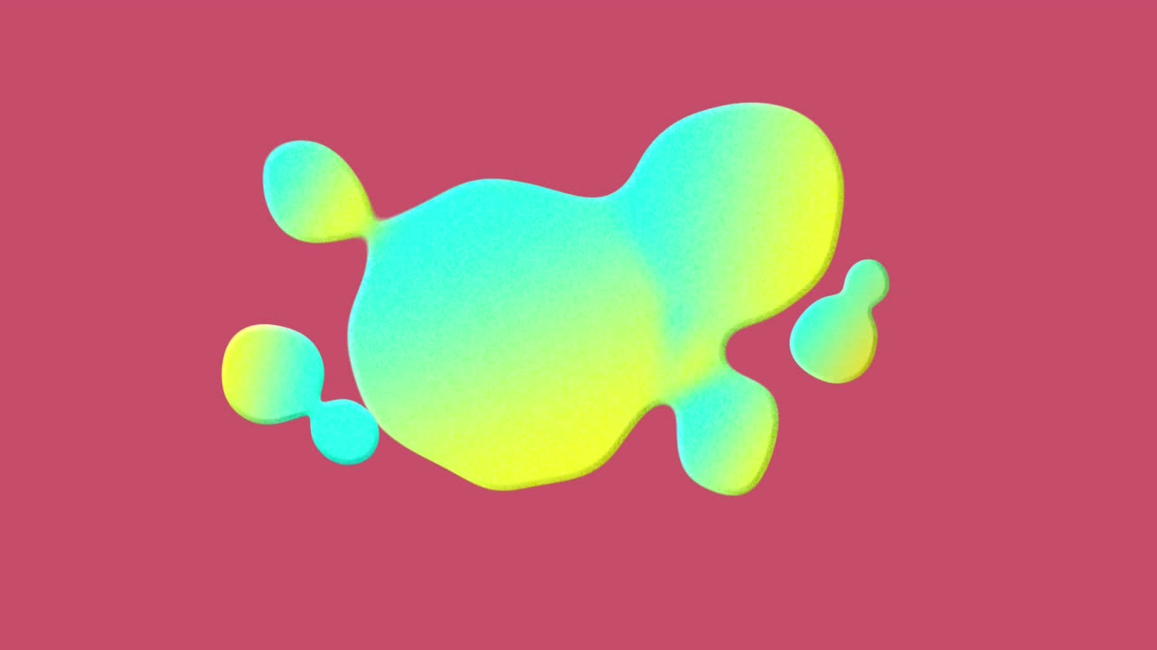 Teal and yellow puddle on red background