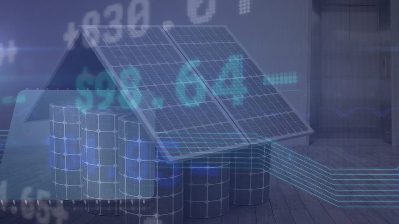 태양 전지 패널을 이용한 금융 데이터 처리 애니메이션