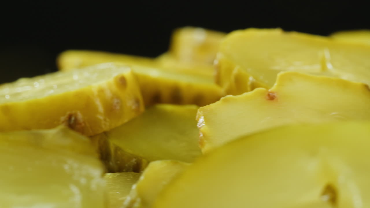 Close-up of Sliced Pickled Cucumbers