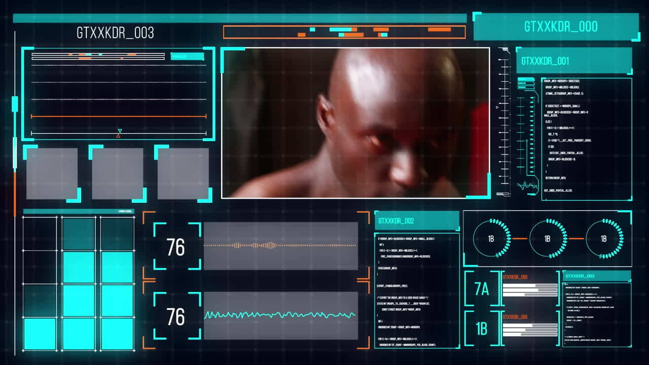 animación de la pantalla con procesamiento de datos sobre el boxeo afroamericano