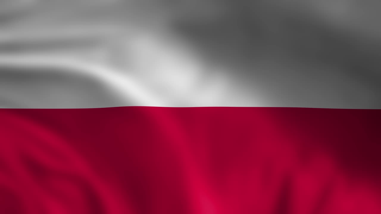 폴란드의 국기가 흔들리는 배경 애니메이션 3d 렌더링 애니메이션