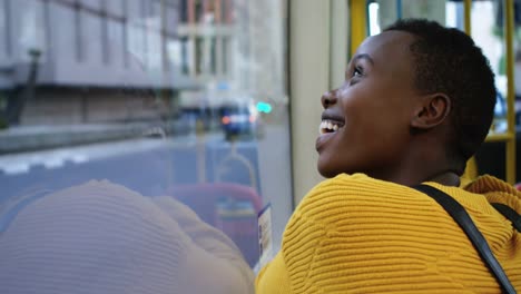 woman travelling in bus 4k