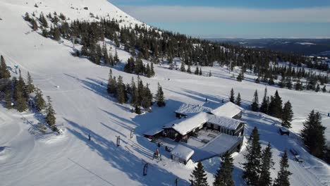 aerial landscape view of winter in trysil norway - dolly shot