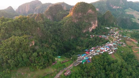 drone above ban jabo northern thailand remote village in the province of mae hong son