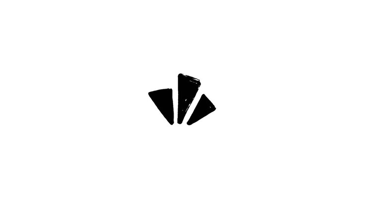Logo nero astratto su sfondo bianco.