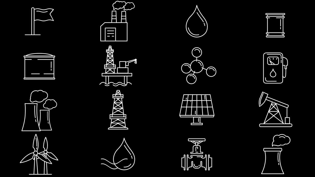 objetos industriales e infraestructurales, conjunto de iconos de líneas