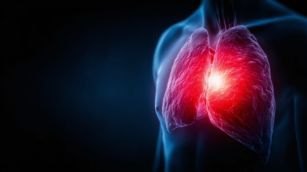 Rappresentazione visiva dei polmoni umani: Una panoramica dettagliata del sistema polmonare che evidenzia funzioni vitali e indicatori di salute in uno spazio simulato.