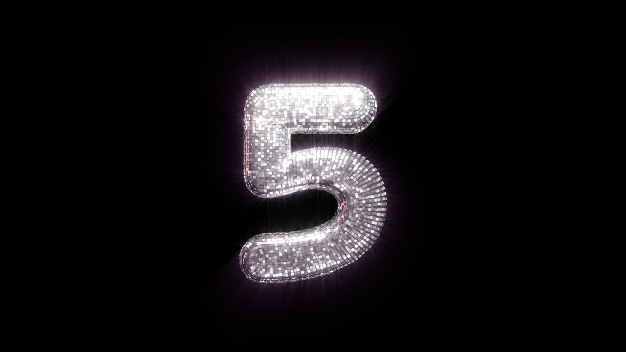 Palla Da Discoteca Animata Scintillante Numero Cinque Su Sfondo Nero
