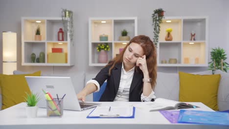 home office worker woman falling asleep.