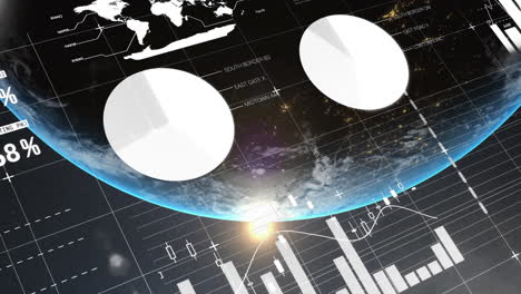 animation of data processing and statistics over globe