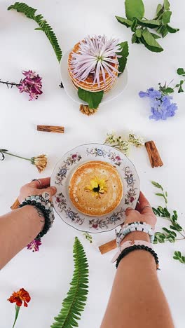 floral pancake display