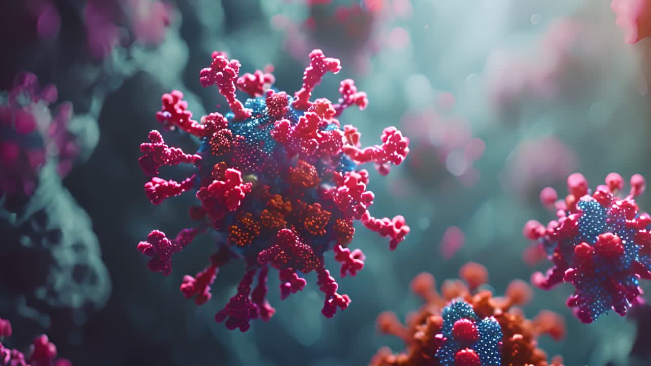 Microscopic view of virus particles